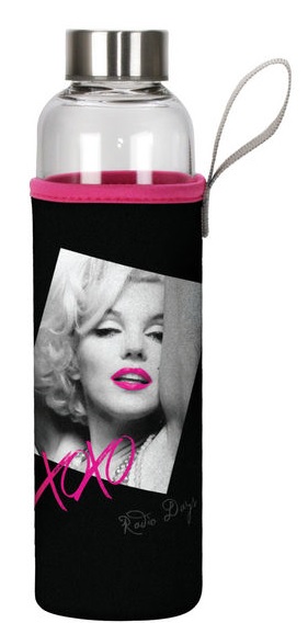 Marilyn Monroe XOXO Glass Water Bottle With Sleeve | Marilyn